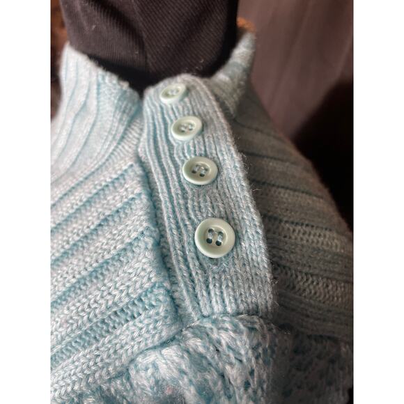 Vintage 80's Aqua Puffy Sleeve Sweater, Currants by Jeri-Jo Medium - Picture 5 of 7